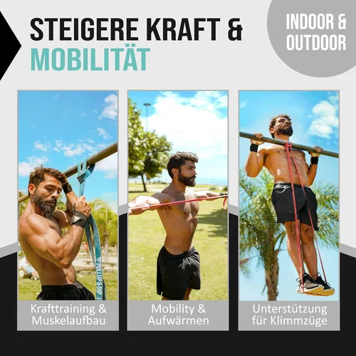 Vista 5 de Pullup & DIP Bandas de Fitness, Bandas de Resistencia con Bolsa, Anclaje de Puerta (con Juegos) y Guía de Ejercicios - Individual y en Conjunto