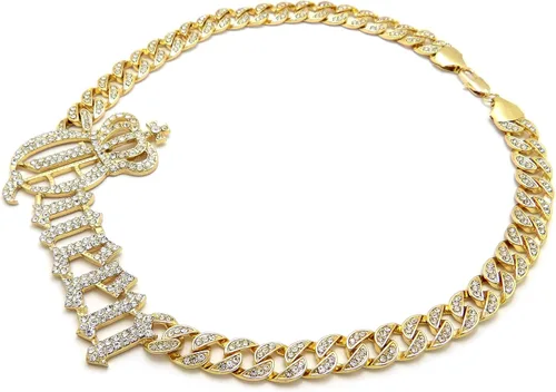 Vista 2 de Collar de cadena cubana con corona de moda para mujer 0394in1820 pulgadas 240in aleación Oro