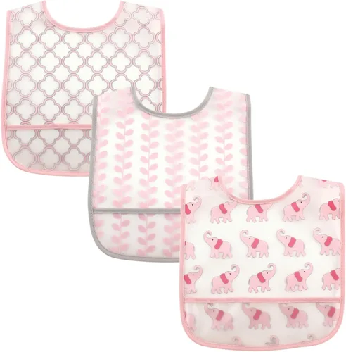 Vista 14 de Luvable Friends Baberos PEVA impermeables unisex para bebés Flamenco
