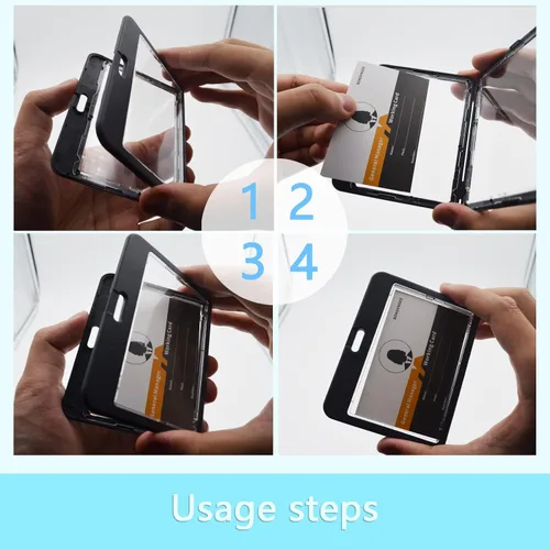 Vista 5 de Paquete de 3 soportes horizontales para tarjetas de identificación transparentes de doble cara, impermeable, resistente, para tarjetas