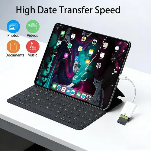 Vista 4 de USB C SD Card Reader, USB 3.0 Memory Card Adapter, White transfer photos and videos from SD cards to USB-C phones, tablets and laptops; compact
