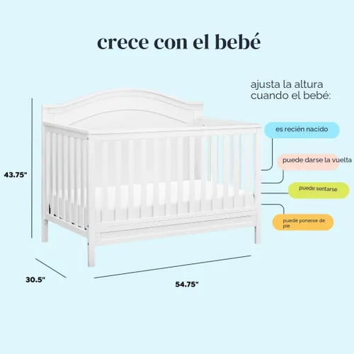 Vista 6 de DaVinci Charlie Cuna convertible 4 en 1, certificado GREENGUARD Blanco