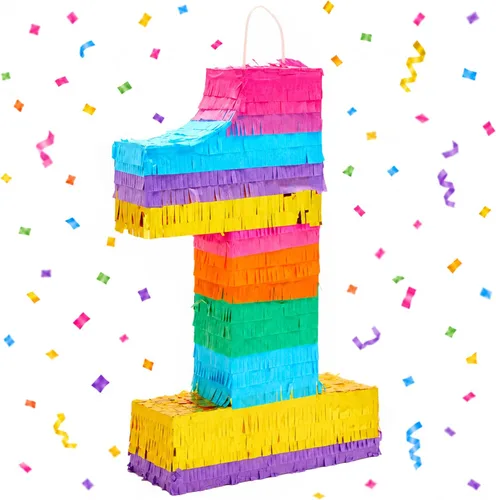 Vista 6 de BLUE PANDA Piñata arcoíris número 0 diseño de mariposa – 11.4 x 16.5 x 3 pulgadas, multicolor – Construcción de papel corrugado fácil de rellenar