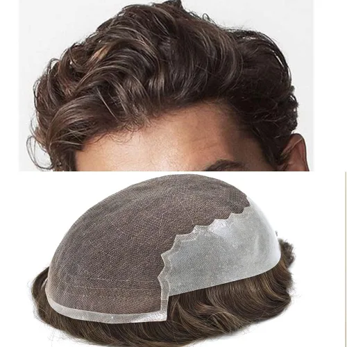 Vista 12 de Mens Toupee Swiss Lace Mens Hair Piece Sistema de reemplazo de cabello para hombres Toupee para hombres Cabello humano nudo blanqueado protesis