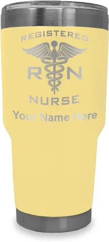 Vista 7 de LaserGram Vaso aislado al vacío de 20 onzas, enfermera registrada RN, grabado personalizado incluido (negro)