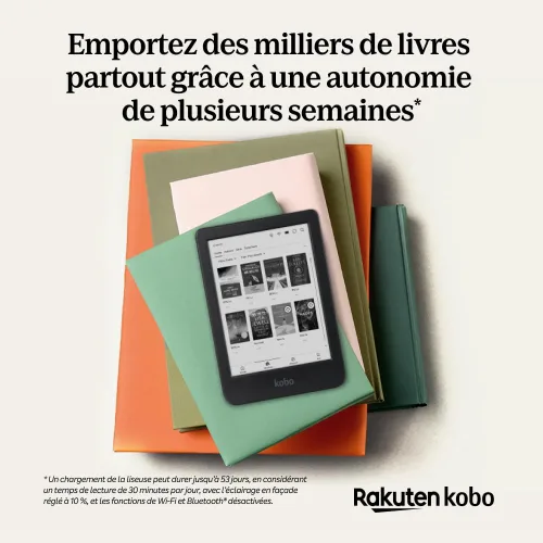 Vista 6 de Kobo Clara BW eReader Pantalla táctil antideslumbrante de 6 pulgadas con ComfortLight PRO Opción de modo oscuro Audiolibros Resistente al