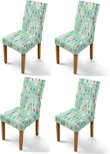 Vista 102 de Rnyleeg Fundas navideñas para sillas de comedor, fundas de asiento de comedor con estampado de campanas brillantes, juego de 1 funda suave y lavable