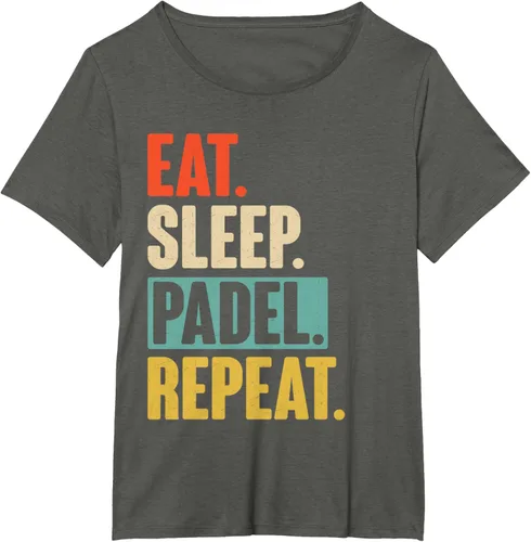Vista 61 de Eat Sleep Padel Repeat - Camiseta de pádel retro vintage, Negro