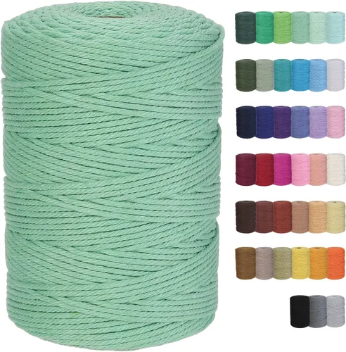 Vista 19 de Cuerda de macramé de algodón de 2 mm, 220 yardas, suministros naturales de macramé de color, cuerda de algodón suave para artesanía, para colgar