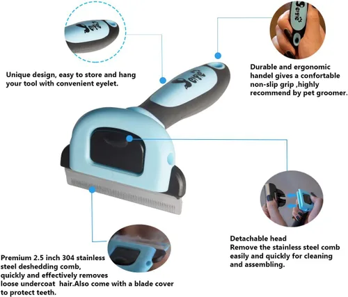 Vista 3 de Cepillo de perro y cepillo para gatos, reduce eficazmente el desprendimiento de pelo, profesional de aseo y herramienta de limpieza para perros