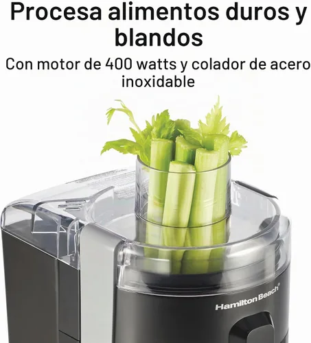 Vista 4 de Máquina Exprimidora Hamilton Beach HealthSmart, Extractor Centrífugo Compacto, Canal de Alimentación de 2.4 Pulgadas para Frutas y Verduras, Fácil
