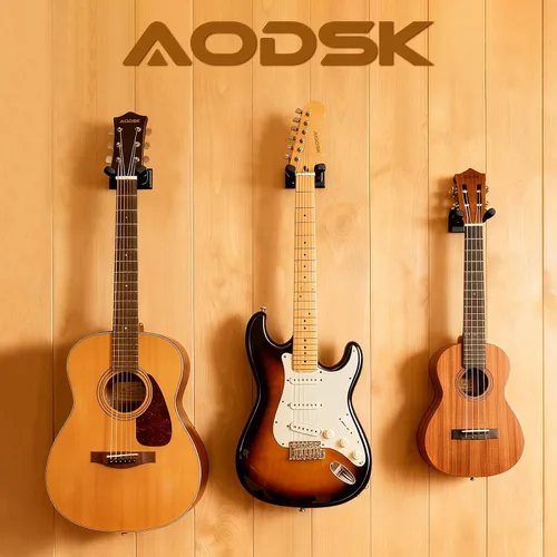 Vista 2 de AODSK Soporte de pared para guitarra, paquete de 3, ganchos de pared