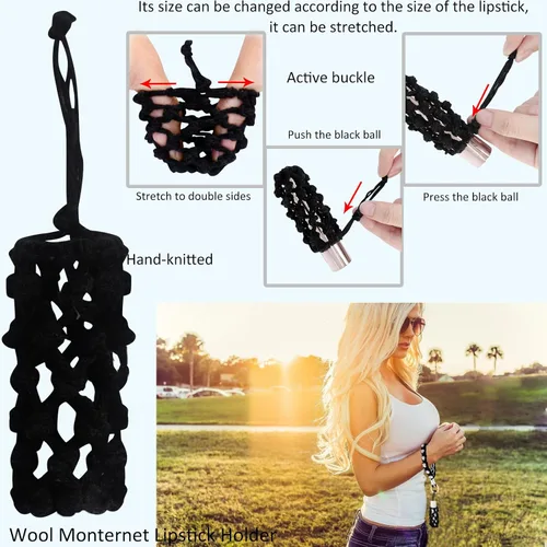 Vista 108 de BIHRTC Llavero de pulsera boho con soporte para lápiz labial, pulsera hecha a mano