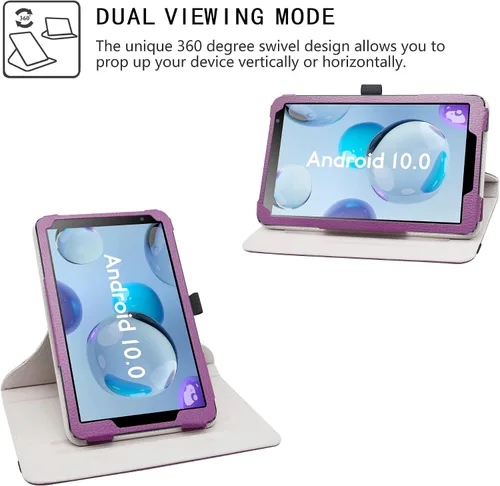 Vista 3 de LiuShan Funda de poliuretano con rotación 360 para DIALN X8 Ultra/Vortex Tab 8 4G/Foxx T8 Plus/Sky Devices Elite T8/Elite Octa/MAXWEST Nitro 8/Astro
