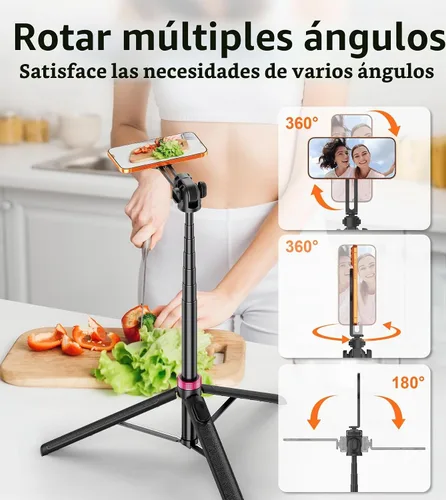 Vista 3 de Soporte magnético para trípode de teléfono de 69 pulgadas con control remoto y soporte para teléfono