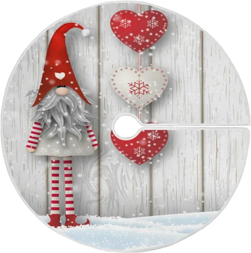Vista 15 de ALAZA Decoración de falda de árbol de Navidad, pequeño adorno de falda de árbol de 35.4 pulgadas con copos de nieve azules con purpurina navideña