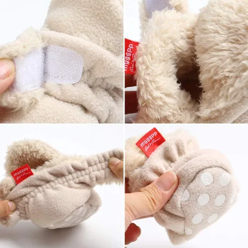 Vista 7 de Ohwawadi - Calcetines de forro polar para bebé o niña, suaves y calientes, botas o zapatos para bebés recién nacidos, con estilos de dibujos