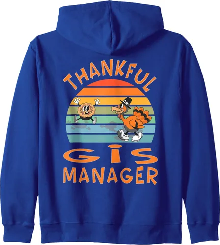 Vista 4 de GIS Manager Job Funny Thanksgiving Zip Hoodie