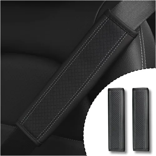 Vista 27 de zipelo - Juego de 2 piezas de fundas para cinturón de seguridad de auto, almohadillas de cuero transpirables para el hombro que protegen tu cuello