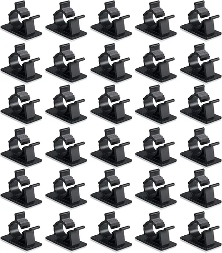 Vista 15 de Viaky 30 clips negros ajustables para cables, broches reutilizables autoadhesivos para fijación de cable de nylon, soporte de cable de nailon