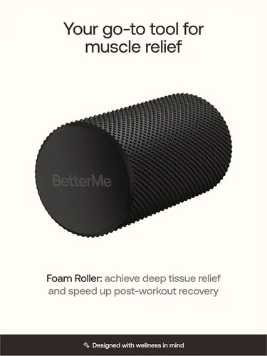 Vista 2 de BetterMe - Rodillo de espuma para recuperación muscular, rodillo de ejercicio de alta densidad para espalda y piernas, rodillo de masaje de tejido