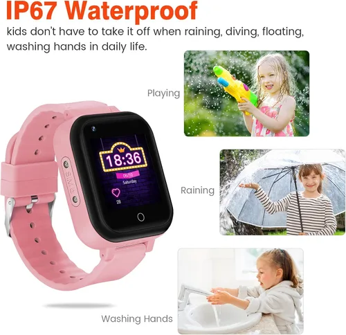 Vista 7 de OKYUK Reloj inteligente con GPS 4G para niñas y niños, IP67, impermeable, deportivo, reloj inteligente para niños, con cámara, WiFi, videollamada