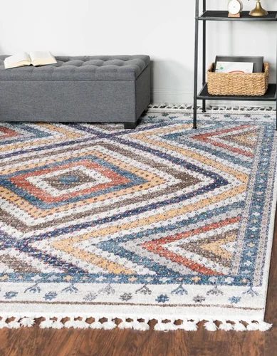 Vista 8 de Unique Loom Aramis Collection - Alfombra rectangular de 4 pies 1 pulgada x 6 pies 1 pulgada, color azul y azul claro