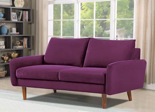 Vista 8 de Container Furniture Direct Kent Sofá biplaza de terciopelo para salas de estar modernas y espacios compactos, cómodo sofá de 2 plazas, muebles