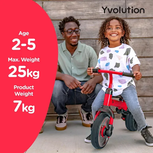 Vista 10 de Yvolution Y Velo Flippa - Triciclo convertible a bicicleta de balance 4 en 1 para pequeños de 2 a 5 años Rojo