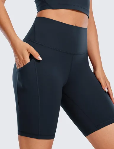 Vista 4 de CRZ YOGA Women's Butterluxe Biker Shorts 8 Inches - High Waisted Workout Yoga Shorts Side Pockets Volleyball Buttery Soft