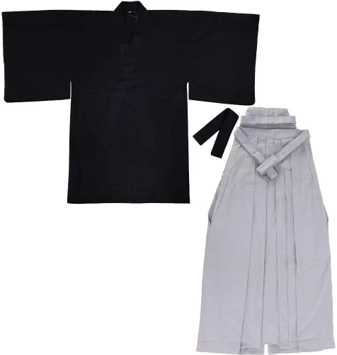Vista 3 de Edoten Japonés Samurai Hakama Uniforme NV-GY M, Hkmsnvgy3