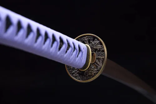 Vista 5 de Shinogi-zukuri Espada Katana hecha a mano de pulido de arcilla templada, espada samurái japonesa real (espada completa), Catanas Japonesas Reales