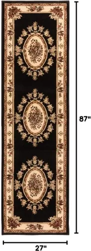 Vista 2 de Alfombra de pastoral con medallón de tejido suave y grueso, estilo europeo, con diseño floral y tradicional, fácil de limpiar, moderna, clásica