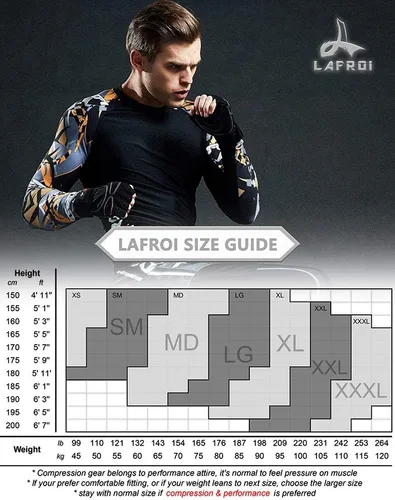 Vista 2 de Lafroi - Camiseta de licra, de compresión, para hombre, de manga larga, con protección UPF 50+, ajustada, modelo CLYYB