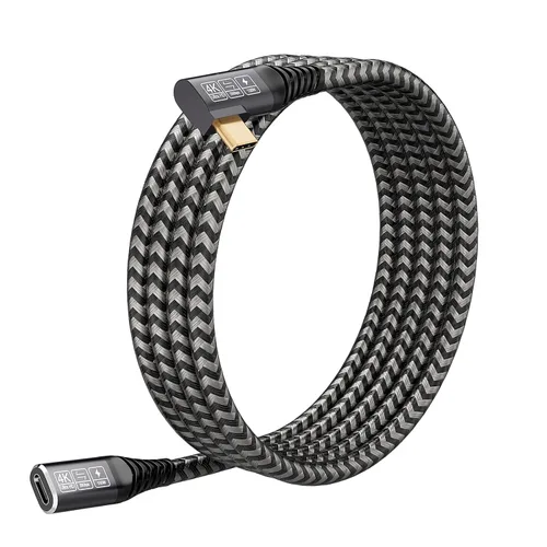 Vista 10 de Cable de extensión USB 3.2 de 1.65 pies, cable de extensión USB-C corto de ángulo recto macho a hembra de carga de extensión compatible con video