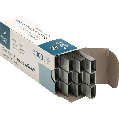 Vista 2 de Business Source Grapas estándar de punta cincel, caja de 5000 (65649), paquete de 5