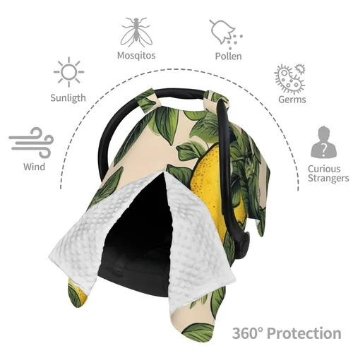 Vista 8 de Baby Car Seat Canopy Cover for Mom, Soft Breathable Nursing Breastfeeding Covers Multi Use Stroller Sun Shade Newborn Shower Gift，Lemon