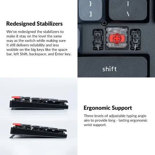 Vista 9 de Keychron K1 Pro TKL Layout Ultra-Slim QMKVIA Teclado mecánico inalámbrico con cable USB Bluetooth personalizado con interruptor rojo Gateron