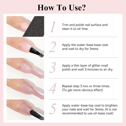 Vista 8 de Esmalte de uñas de secado rápido, secado rápido, esmalte de uñas transparente color nude regular, esmalte de uñas holográfico de alta cobertura