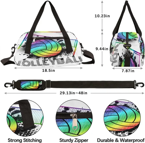 Vista 4 de Bolsa de deporte para niños, bolsa deportiva para adolescentes, niños y niñas, pequeña, impermeable, durante la noche, fin de semana, bolsa de viaje