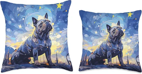 Vista 3 de American Bully Starry Night For Dog Lovers American Bully Starry Night Mom Dog Dad - Almohada de 16 x 16 pulgadas, multicolor