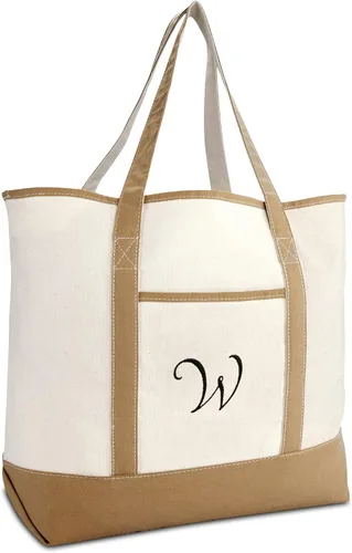 Vista 28 de DALIX Bolso de mano natural para mujer Bolsos de hombro Marrón con monograma Letra A - Z K