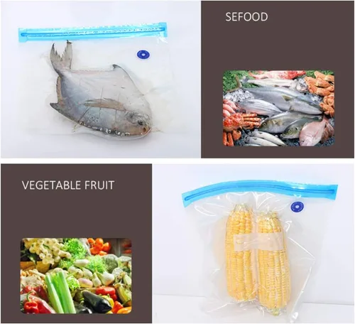 Vista 2 de Bolsa de vacío manual Succión Sello de alimentos Bolsa de almacenamiento Herramienta de compresión Bolsa de vacío Aire de succión