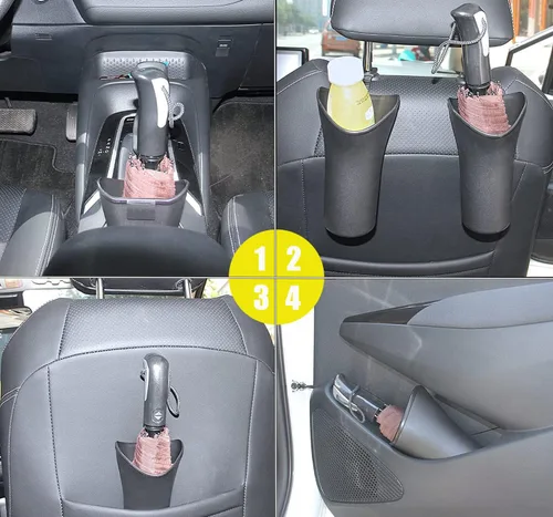 Vista 7 de PME Caja de almacenamiento multifunción para paraguas de coche, cubos de basura para asiento trasero, organizador colgante para reposacabezas