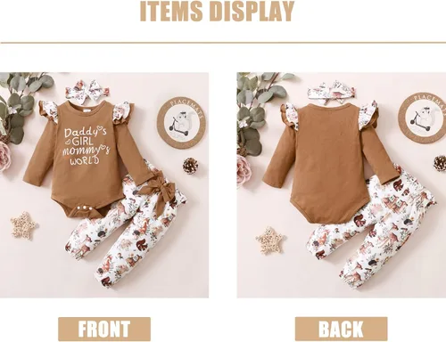 Vista 6 de Kislio Conjunto de mameluco de camuflaje para bebé recién nacido, con volantes y diadema