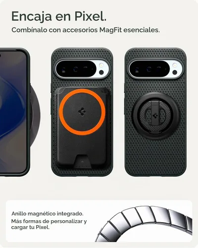 Vista 8 de Spigen Funda para Pixel 10/10 Pro, Liquid Air MagFit (2025) [diseñada para Pixelsnap, compatible con accesorios MagSafe] - Verde abismo Compatible