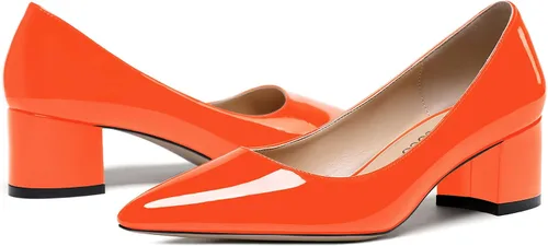 Vista 6 de MODENCOCO Zapatos de tacón bajo grueso y grueso para mujer, con puntera puntiaguda, de 2 pulgadas