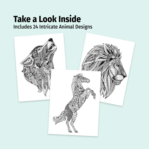 Vista 3 de ZOCO Paquetes de libros para colorear de animales, paquete de 10 a granel con lápices, regalos de atención plena para adultos, personas mayores