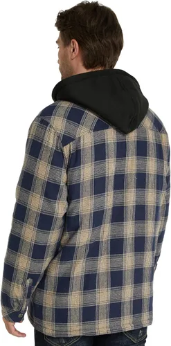 Vista 4 de WenVen Chaqueta acolchada de franela gruesa a cuadros con capucha extraíble para hombre Amarillo