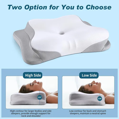 Vista 7 de Almohada Cervical para el Cuello - Almohada Ergonómica Refrescante de Apoyo para el Cuello para Dormir, Almohadas Ortopédicas de Espuma con Memoria